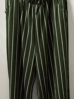 Women's green  Pinstripe crop top one piece Dress Pants with Elastic Waist
